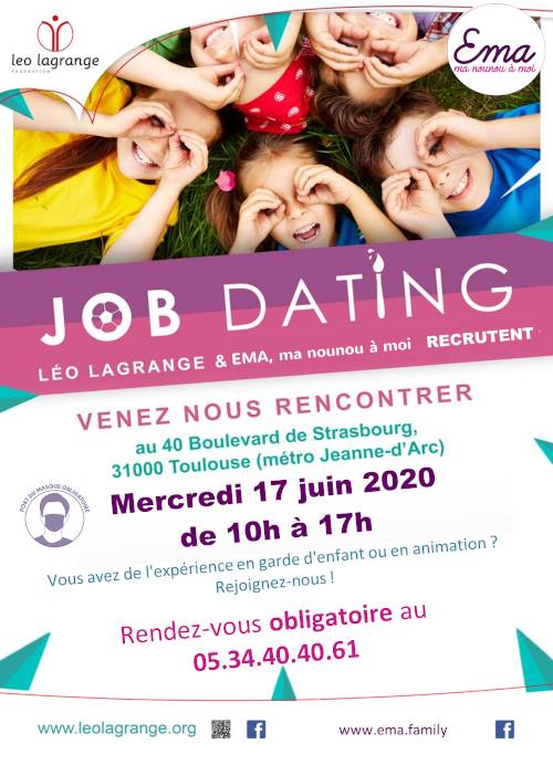 Job dating à l'agence EMA ma nounou à moi de Toulouse le 17 juin 2020